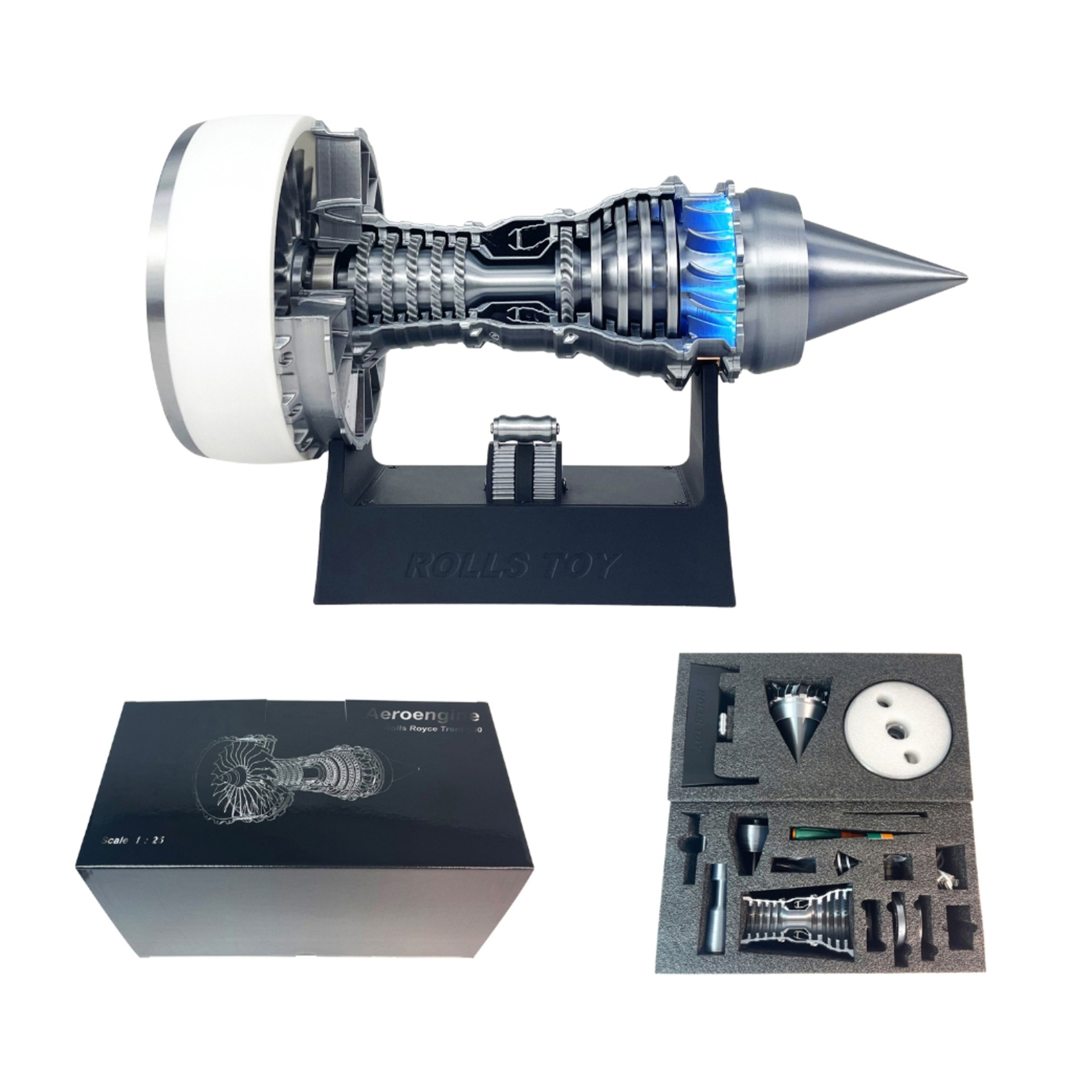 Model Kit Jet Engine - 3Dプリントされたタービンエンジンモデル - LEDライト付きの動作する航空機ジェット、組み立ておもちゃキット