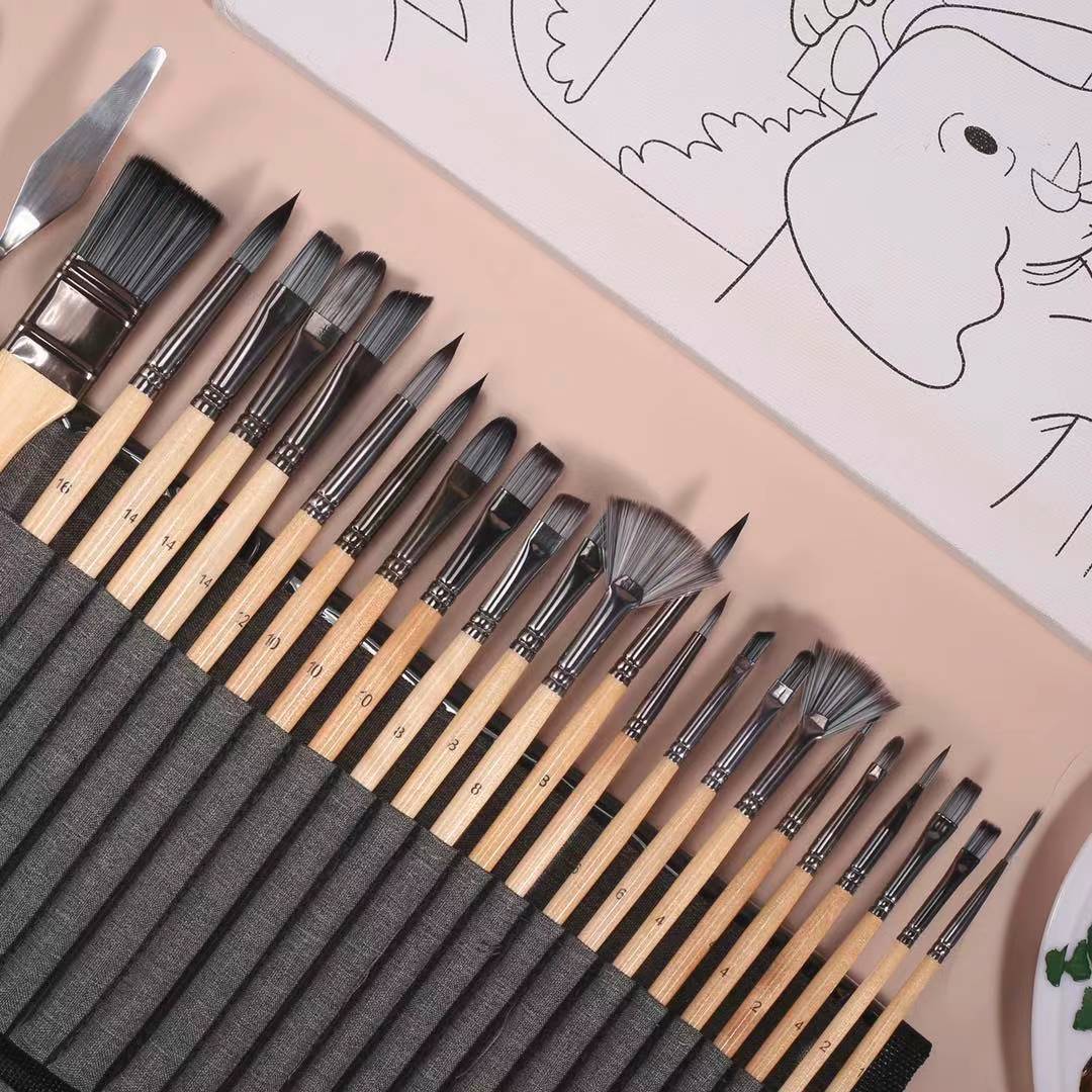 Model Kit Acrylic Paint - Artist-アクリル絵筆,水彩絵の具用ナイロンブラシのセット,バードロッド,24ユニット