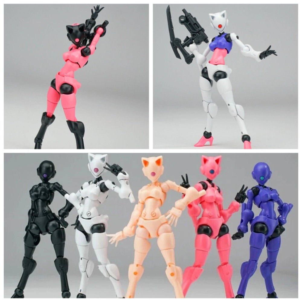 Model Kit Mecha Girl - シェイク・メインランド XENODASH 猫娘メカボディ 1/18 可動式女性組立モデルキット アクションフィギュア
