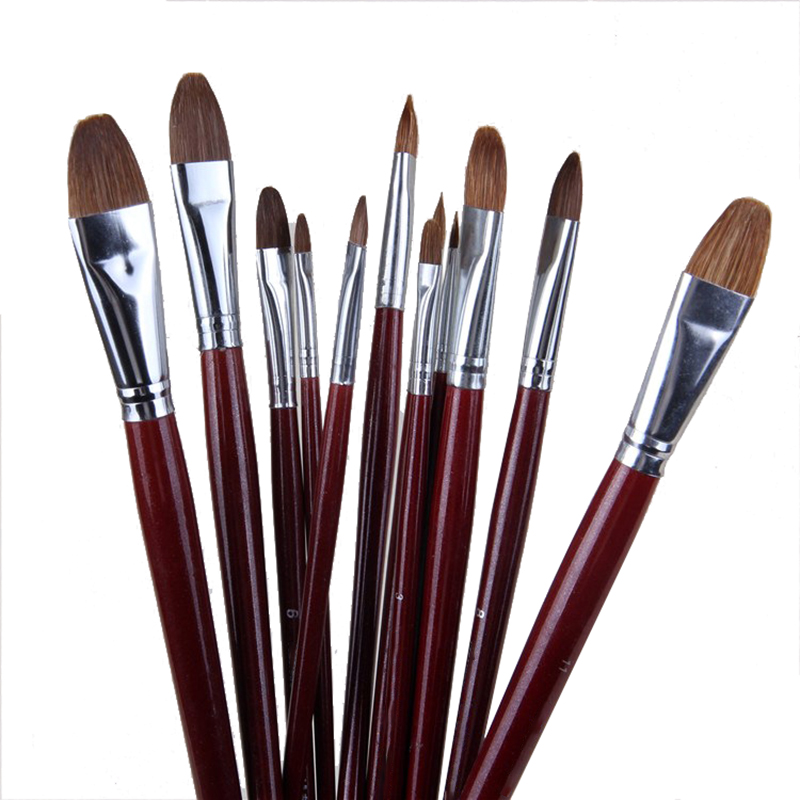 Model Kit Acrylic Paint - 6 ピース/セット高級イタチ毛油絵ブラシヘーゼルシャップ行ペンロングバーチロッドアクリル描画画材アーティスト供給