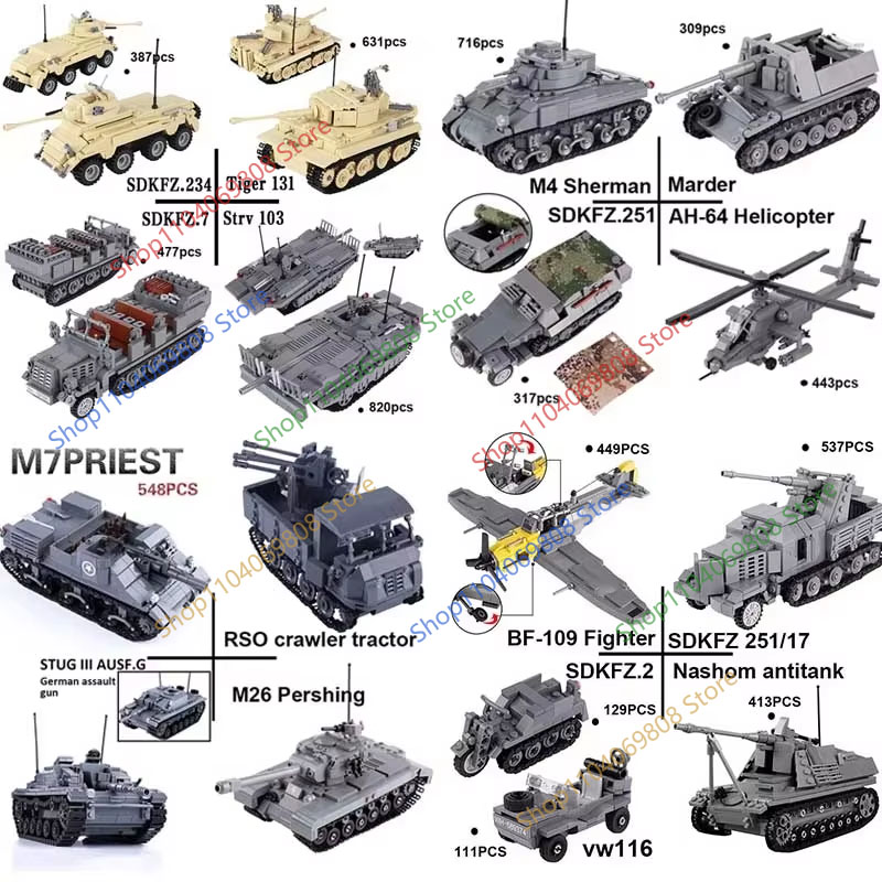 MOC 軍用車両ビルディングブロック WW2 フランス米国兵 - Model Kit Metal Slug のレビューと価格
