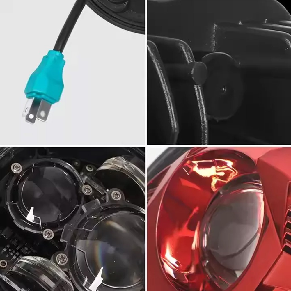 7 インチ赤色 LED プロジェクターモーターヘッドライトプ - Model Kit Harley Davidson のレビューと価格